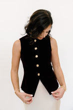 Load image into Gallery viewer, Plum Velvet Gold Button Vest Top