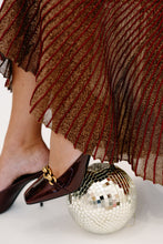 Load image into Gallery viewer, Mock Neck Shimmer Pleated Midi Sweater Dress