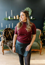 Load image into Gallery viewer, Mock Neck 'Martini' Embroidered Knit Top