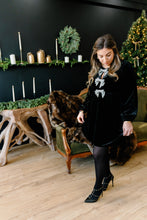 Load image into Gallery viewer, Holiday Sparkle Bow Velvet Mini Dress