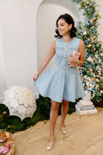 Load image into Gallery viewer, Pretty Little Pearl Button Denim Flare Dress