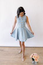 Load image into Gallery viewer, Pretty Little Pearl Button Denim Flare Dress