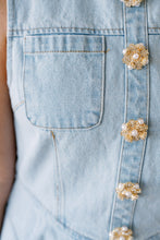 Load image into Gallery viewer, Pretty Little Pearl Button Denim Flare Dress