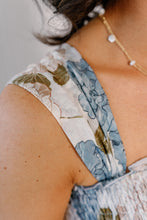 Load image into Gallery viewer, Blue Peony Floral Smocked Midi Dress