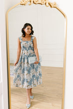 Load image into Gallery viewer, Blue Peony Floral Smocked Midi Dress