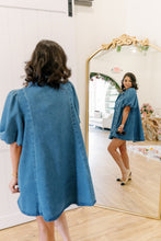 Load image into Gallery viewer, Pretty Little Puff Sleeve Denim Mini Dress