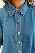 Load image into Gallery viewer, Pretty Little Puff Sleeve Denim Mini Dress