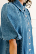 Load image into Gallery viewer, Pretty Little Puff Sleeve Denim Mini Dress