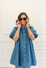 Load image into Gallery viewer, Pretty Little Puff Sleeve Denim Mini Dress