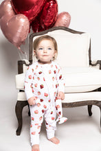Load image into Gallery viewer, ILY Berry Much Strawberry Zip Bamboo Pajamas