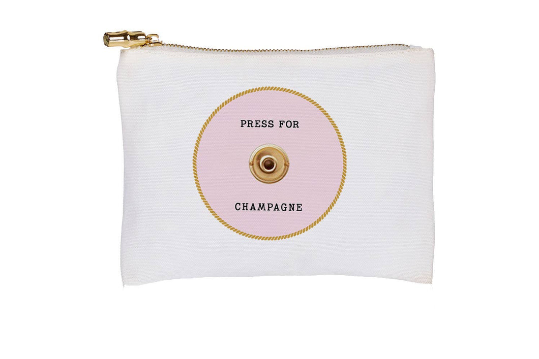 Press For Champagne Flat Zip Pouch