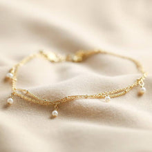 Load image into Gallery viewer, Pearl & Chain Gold Anklet Set