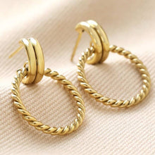 Load image into Gallery viewer, Twisted Rope Gold Drop Earrings