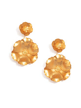 Load image into Gallery viewer, Metallic Floral Drop Earrings