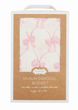 Load image into Gallery viewer, Pink Bow Swaddle Blanket
