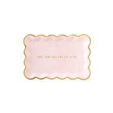 Load image into Gallery viewer, Pink Scalloped Rectangular Cake Plate