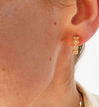 Load image into Gallery viewer, Crystal Daisy Gold Hoop Earrings