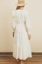 Load image into Gallery viewer, White Eyelet Ruffled Tiered Maxi Dress