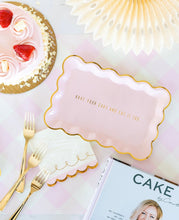 Load image into Gallery viewer, Pink Scalloped Rectangular Cake Plate
