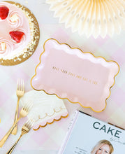 Load image into Gallery viewer, Pink Scalloped Rectangular Cake Plate