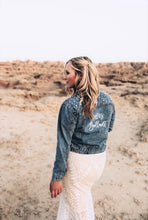 Load image into Gallery viewer, Embroidered Pearl Denim Jacket