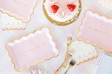 Load image into Gallery viewer, Pink Scalloped Rectangular Cake Plate