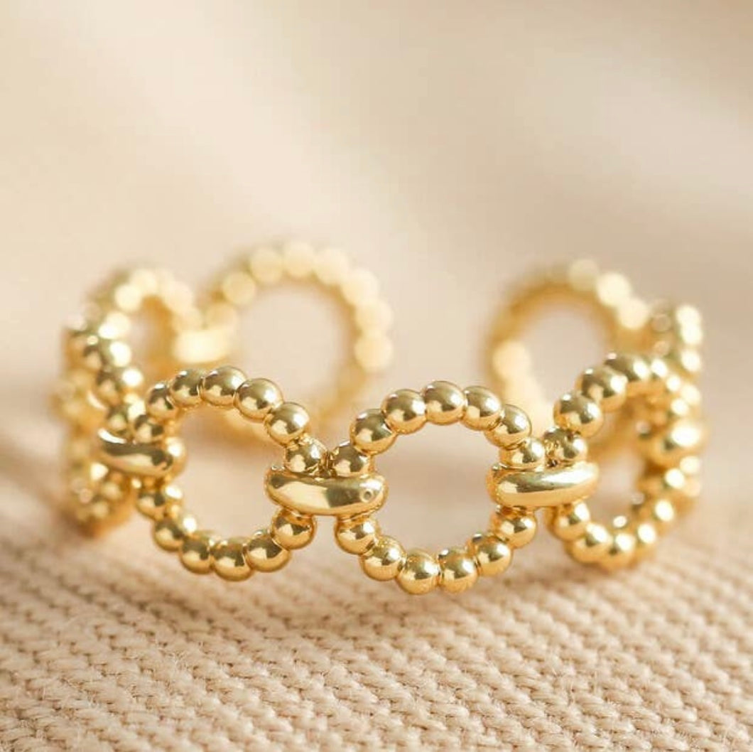 Gold Beaded Chain Adjustable Ring