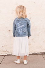 Load image into Gallery viewer, Mini Embroidered Pearl Denim Jacket
