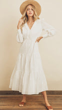 Load image into Gallery viewer, White Eyelet Ruffled Tiered Maxi Dress