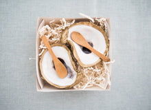 Load image into Gallery viewer, Gilded Oyster Shell Salt & Pepper Cellar Set