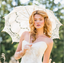 Load image into Gallery viewer, Antiqued Battenburg Lace Parasol