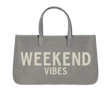 Load image into Gallery viewer, Weekend Vibes Grey Canvas Tote