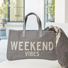 Load image into Gallery viewer, Weekend Vibes Grey Canvas Tote