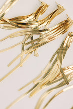 Load image into Gallery viewer, Skinny Gold Tassel Minimalist Statement Earrings
