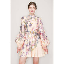 Load image into Gallery viewer, Long Sleeve Floral Belted Waist Dress
