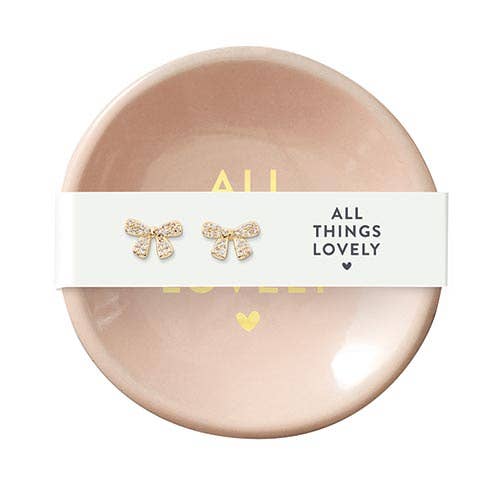 All Things Lovely Earrings & Ceramic Ring Dish Set