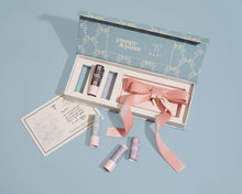 Load image into Gallery viewer, Coquette Lip Balm Trio + Kaxi Hair Bow Gift Set
