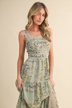 Load image into Gallery viewer, The Amalfi Bloom Floral Ric Rac Trim Maxi Dress

