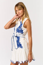 Load image into Gallery viewer, Mediterranean Chic Embroidered Collar Button Down Mini Dress
