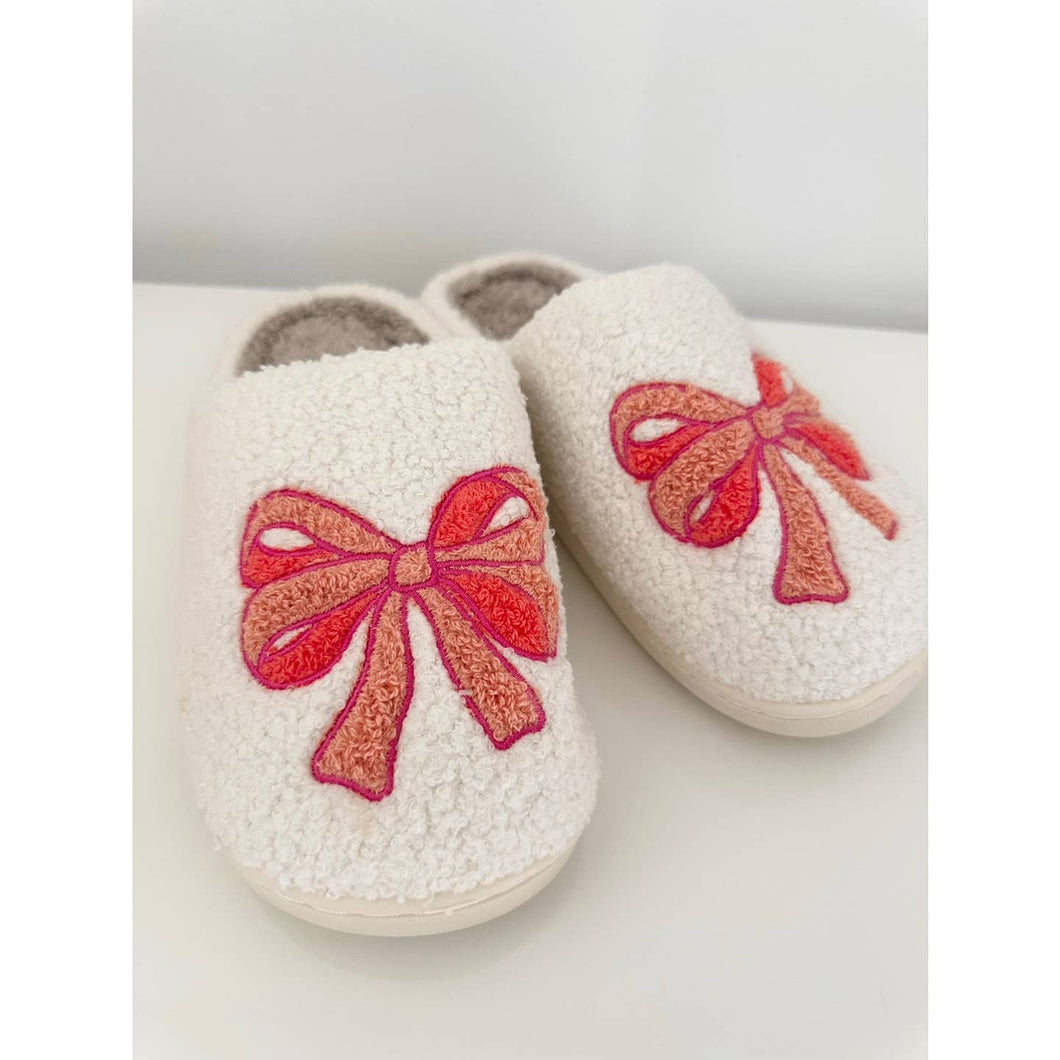 Fuzzy Luxe Bow Slippers