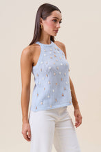 Load image into Gallery viewer, The Capri Shell Embellished Knit Halter Top
