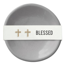 Load image into Gallery viewer, Blessed Earrings &amp; Ceramic Ring Dish Set
