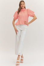 Load image into Gallery viewer, The Bridgehampton Orange Striped Puff Sleeve Top
