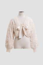 Load image into Gallery viewer, Satin Ribbon Jacquard Pearl Cardigan Sweater
