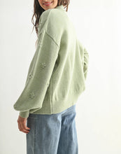 Load image into Gallery viewer, Sage Green Floral Embellished Cardigan Sweater
