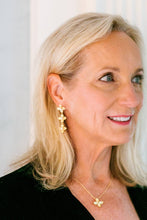 Load image into Gallery viewer, Bloom Gold &amp; Pearl Triple Earrings
