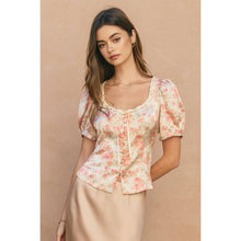 Load image into Gallery viewer, Wildflower Waltz Balloon Short Sleeve Blouse
