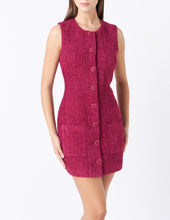 Load image into Gallery viewer, Bordeaux Tweed Mini Dress
