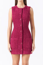 Load image into Gallery viewer, Bordeaux Tweed Mini Dress
