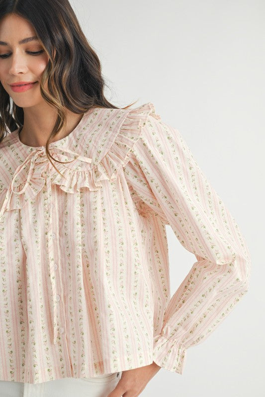 Love Shack Floral Peter Pan Collar Blouse Top